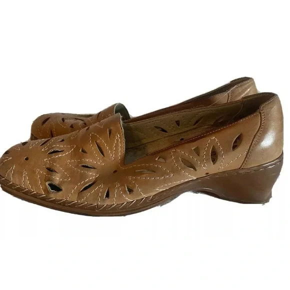 Rieker Shoes Rieker Womens Leather Dress Shoe Heel Loafer Tan Size Euro 4 Us 95 Ag Poshmark
